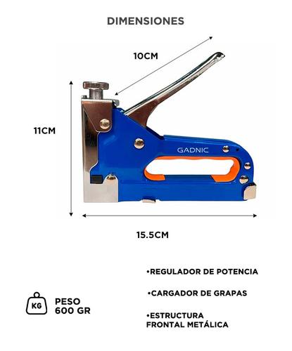 Engrapadora Gadnic Triple Accion Acero Manual Clavos T Clavos U Clavos Puerta 1800 Grapas  Maletin Plastico - 5