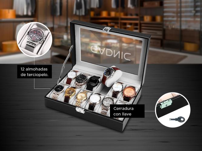 Estuche Organizador de 12 Relojes Con Bisagra de Metal - 2