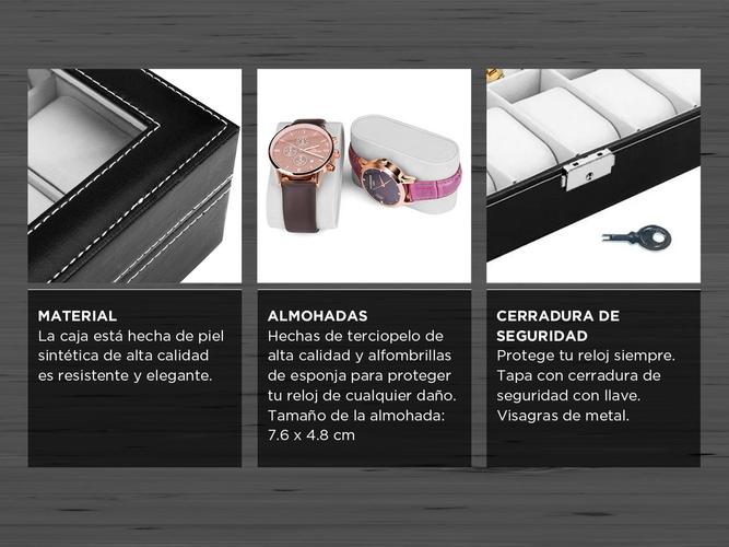 Estuche Organizador de 12 Relojes Con Bisagra de Metal - 3