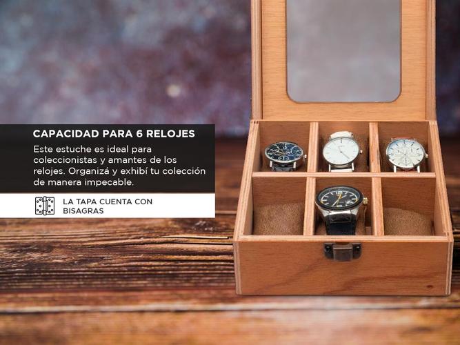 Caja Estuche de Madera Gadnic Organizador 6 Relojes - 3