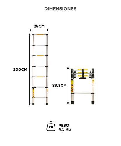 Escalera Telescópica Gadnic 2M Con Altura Ajustable - 5