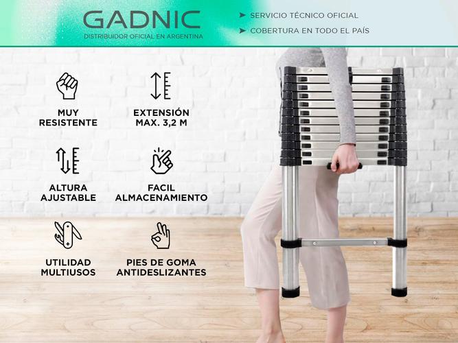 Escalera de Aluminio Telescópica Gadnic Escalones Extensibles  - 1