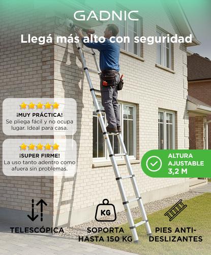 Escalera de Aluminio Telescópica Gadnic 32 M Escalones Extensibles  - 1