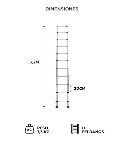 Escalera de Aluminio Telescópica Gadnic 32 M Escalones Extensibles  - 5