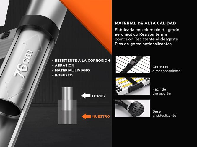 Escalera Telescópica Gadnic De Aluminio Extensible 5 Metros   - 2