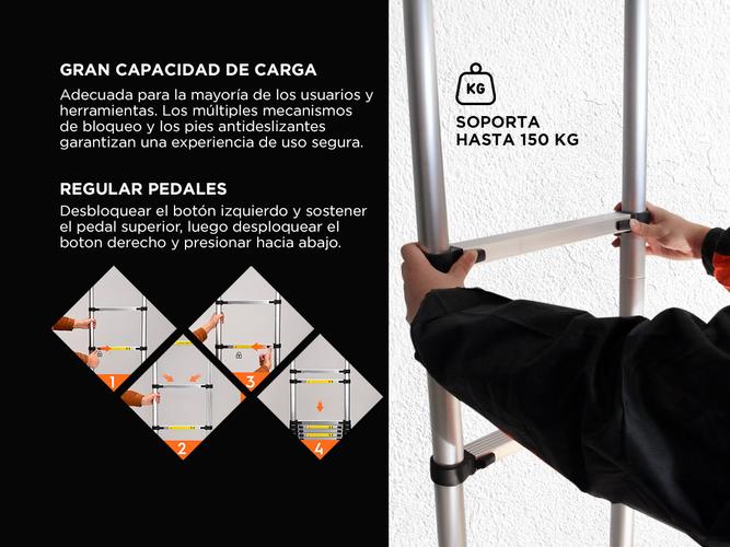 Escalera Telescópica Gadnic De Aluminio Extensible 5 Metros   - 4