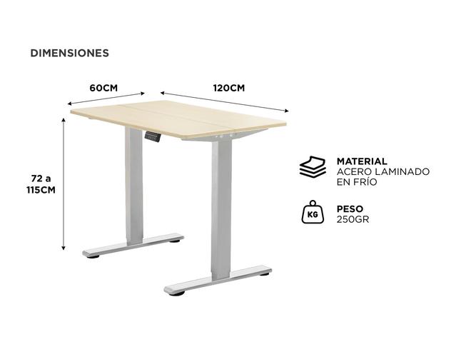 Escritorio Regulable Simple Gadnic 120x60x18 con Ajuste de Altura - 5