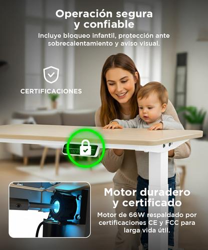 Escritorio Regulable Simple Gadnic 120x60x18 con Ajuste de Altura - 4