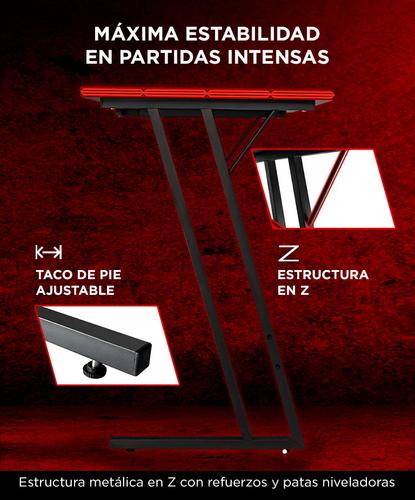 Escritorio Gamer Moderno Gadnic En L Para Pc Computadora De Madera Fibra de Carbono y Estructura Metalica - 2