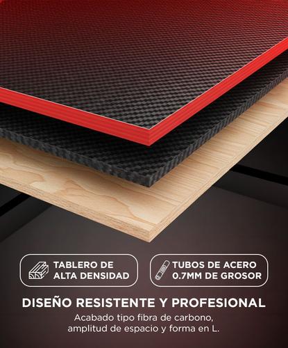 Escritorio Gamer Moderno Gadnic En L Para Pc Computadora De Madera Fibra de Carbono y Estructura Metalica - 3