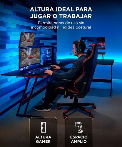 Escritorio Gamer Moderno Gadnic En L Para Pc Computadora De Madera Fibra de Carbono y Estructura Metalica - 4