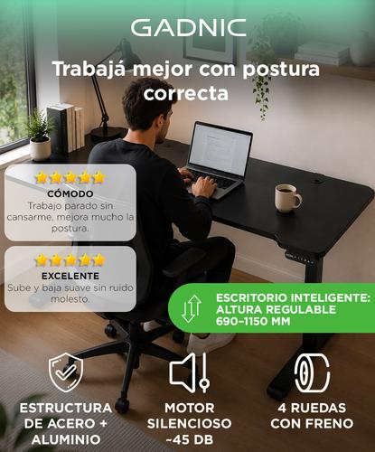 Escritorio Esquinero Inteligente Gadnic Eléctrico En L Altura Regulable Con 4 Memorias - 1