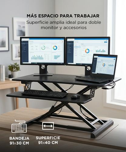 Escritorio Elevable Gadnic Regulable 91cm Para Laptop Y PC Altura Ajustable Doble Monitor - 2