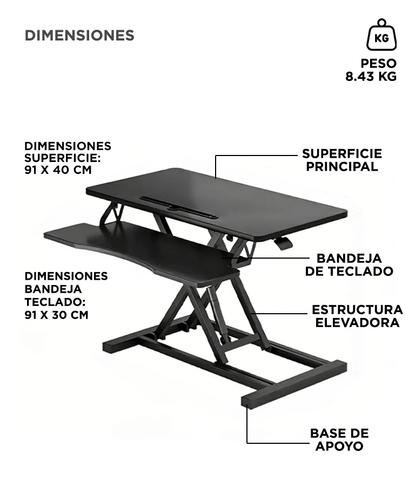Escritorio Elevable Gadnic Regulable 91cm Para Laptop Y PC Altura Ajustable Doble Monitor - 5