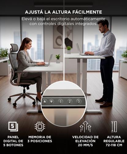 Escritorio Regulable Eléctrico Gadnic 120x60 Elevable Con Memoria Inteligente 3 Posiciones Blanco - 2