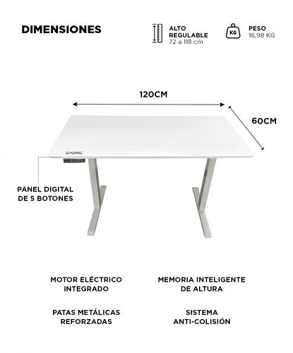 Escritorio Regulable Eléctrico Gadnic 120x60 Elevable Con Memoria Inteligente 3 Posiciones Blanco - 5