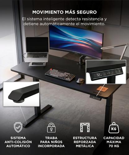 Escritorio Regulable Eléctrico Gadnic 120x60 Elevable Con Memoria Inteligente 3 Posiciones Negro - 3