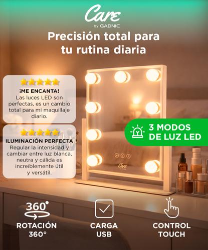Espejo Maquillaje Care By Gadnic Grande con Iluminación Uniforme - 1