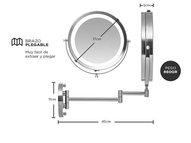  Espejo De Pared Gadnic Led Para Maquillar 360  - 3