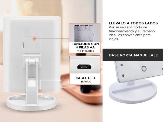 Espejo Para Maquillaje Gadnic EP9 Táctil Luz Led - 2