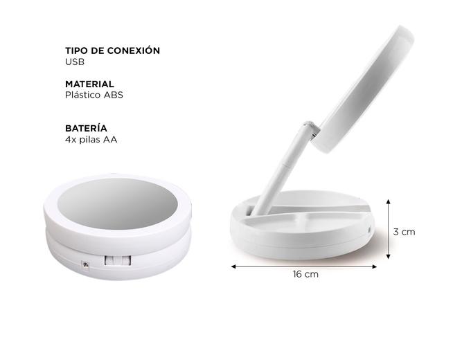 Espejo Doble Gadnic Luz Led Usb 360  - 4