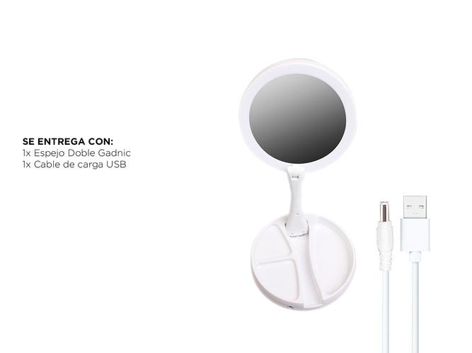 Espejo Doble Gadnic Luz Led Usb 360  - 5