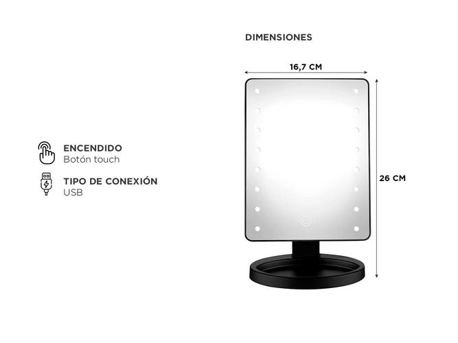 Espejo Para Maquillaje Gadnic EP11 Táctil Luz Led - 5