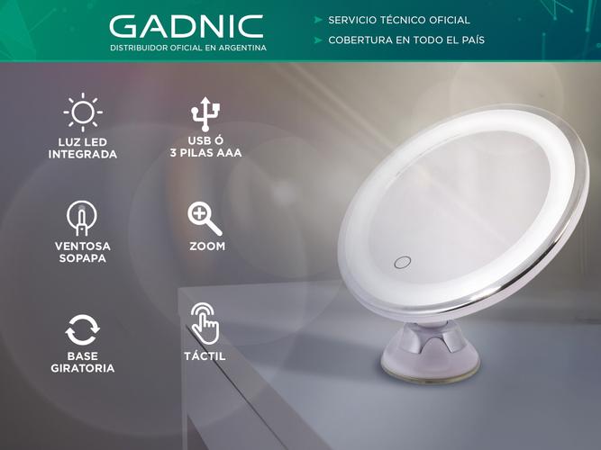 Espejo Con Luz Led Táctil Gadnic ESP12 Ventosa Adherente - 1