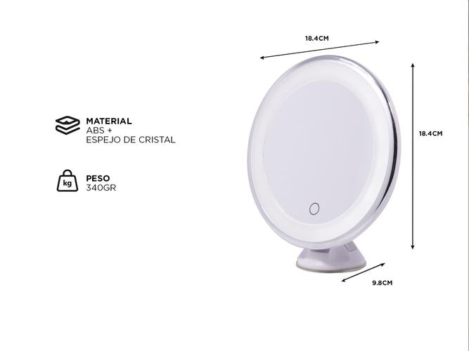 Espejo Con Luz Led Táctil Gadnic ESP12 Ventosa Adherente - 4