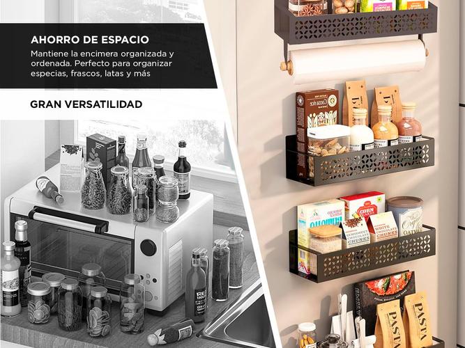 Set Organizador Especiero y Portarrollo Gadnic Estante Magnetico para Heladera - 2