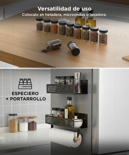 Set Organizador Especiero y Portarrollo Gadnic Estante Magnetico para Heladera - 2