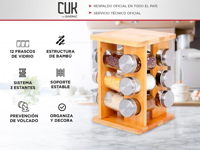 Especiero Madera Bambú 12 Piezas Organizador Hierbas Especies - 1