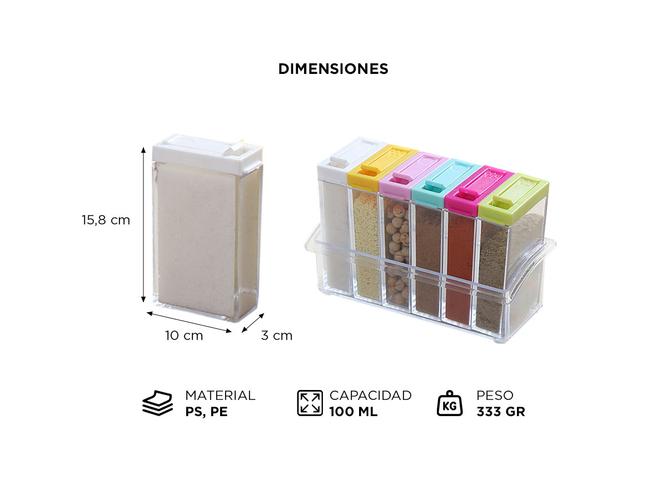 Especiero 6 Frascos Gadnic ESPC6 Para Condimento Especias - 3