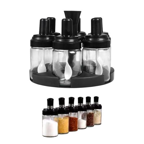 Condimenteros de Vidrio Gadnic con Base Giratoria y Cuchara - 0