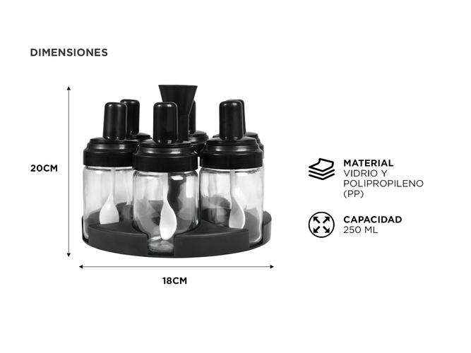 Condimenteros de Vidrio Gadnic con Base Giratoria y Cuchara - 3