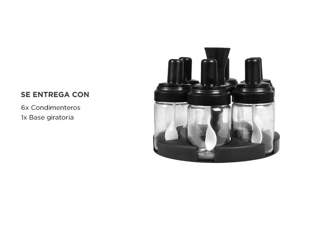 Condimenteros de Vidrio Gadnic con Base Giratoria y Cuchara - 4