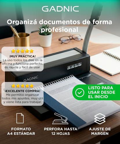 Espiraladora Anilladora Gadnic A4 Alta Capacidad 250 Hojas Encuadernadora  Outlet - 1