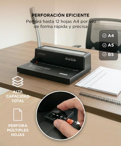 Espiraladora Anilladora Gadnic A4 Alta Capacidad 250 Hojas Encuadernadora  - 2