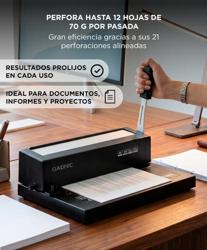 Espiraladora Anilladora Gadnic A4 Alta Capacidad 250 Hojas Encuadernadora  Outlet - 4
