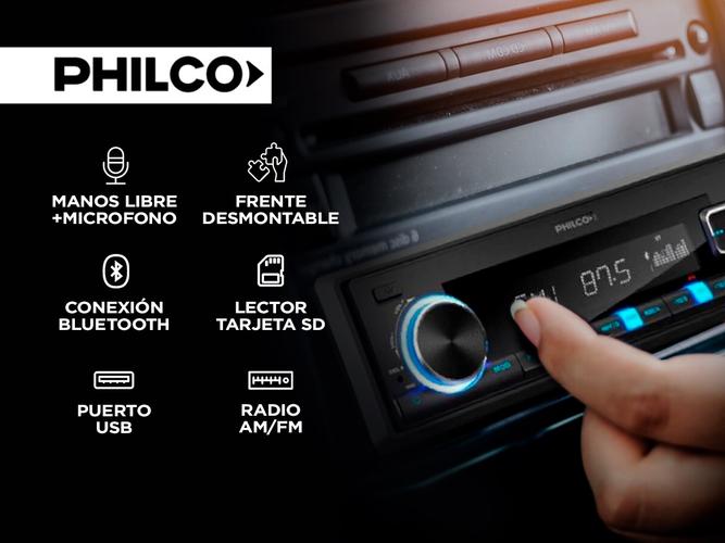 Estereo Para Auto Philco Usb Bluetooth SD Am Fm Desmontable - 1