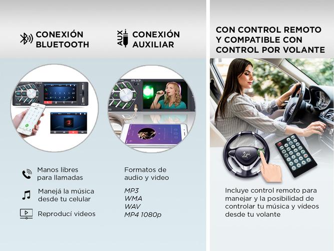Estéreo Para Auto Gadnic Con Reproductor de Video y Control Remoto USB BT - 2