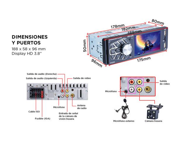 Estéreo Para Auto Gadnic Con Reproductor de Video y Control Remoto USB BT - 4