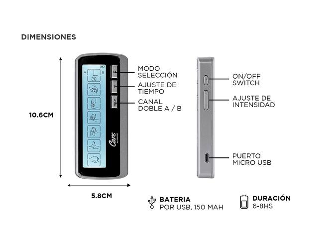 Electroestimulador Muscular Portátil Gadnic 91280 20 Niveles 6 Programas Recargable - 5