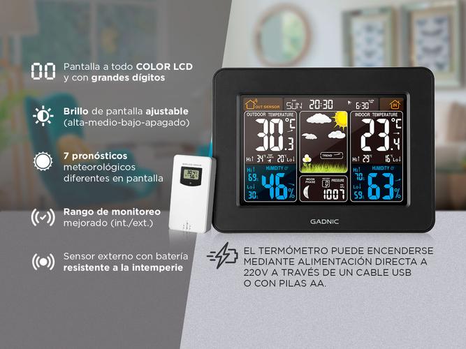  Termómetro Higrómetro Gadnic MT20 Estación meteorológica radio reloj con sensor exterior tecnología de sensor RF  - 2