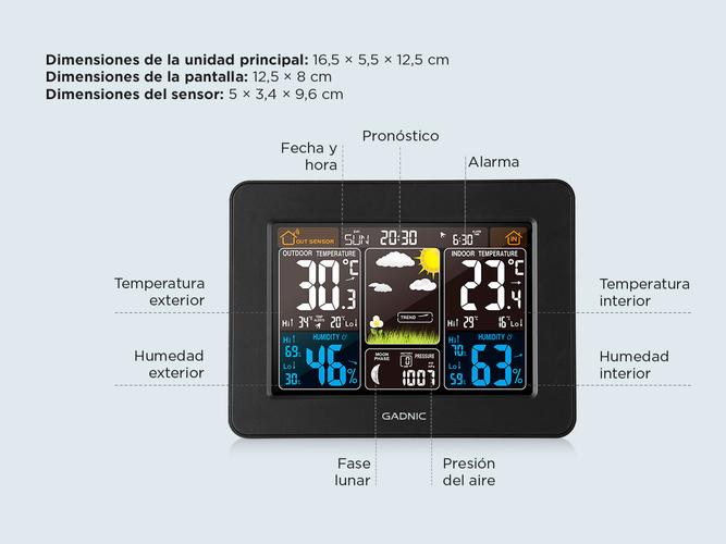  Termómetro Higrómetro Gadnic MT20 Estación meteorológica radio reloj con sensor exterior tecnología de sensor RF  - 5