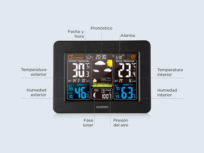  Termómetro Higrómetro Gadnic MT20 Estación meteorológica radio reloj con sensor exterior tecnología de sensor RF  - 5