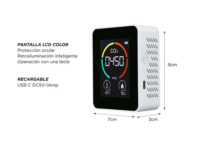 Detector Dioxido Carbono Co2 Gadnic Temperatura Humedad - 5