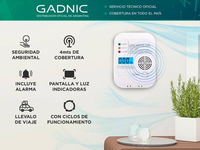 Detector de Monóxido de Carbono Gadnic DMC3 Seguridad Ambiental - 1