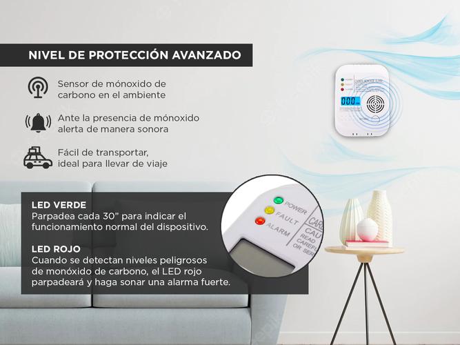 Detector de Monóxido de Carbono Gadnic DMC3 Seguridad Ambiental - 2