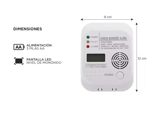 Detector de Monóxido de Carbono Gadnic DMC3 Seguridad Ambiental - 3